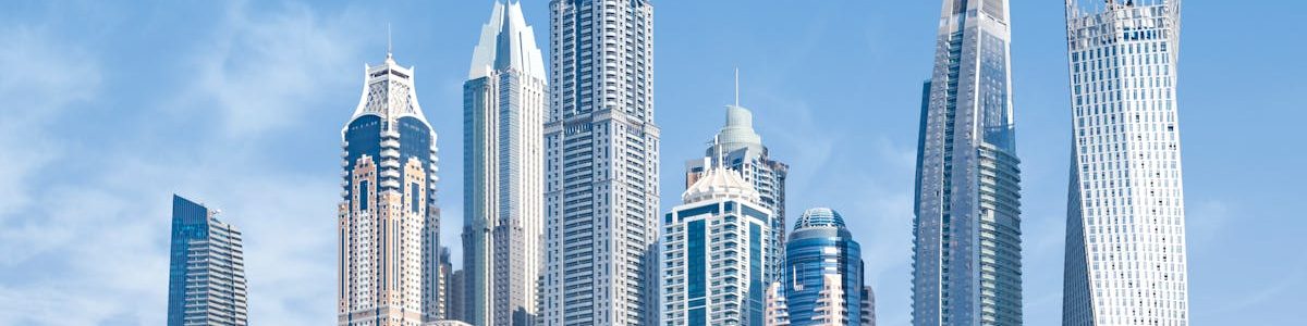 Stunning view of Dubai's iconic skyscrapers under a clear blue sky.